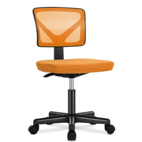 Armless Desk Chair Small Home Office Chair with Lumbar Support - On ...