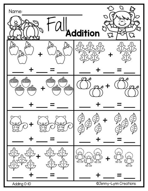 An Addition Worksheet For The Fall And Thanksgiving Themed Math