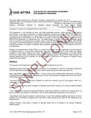 Fillable Online SAG AFTRA 2014 NEW MEDIA AGREEMENT Fax Email Print