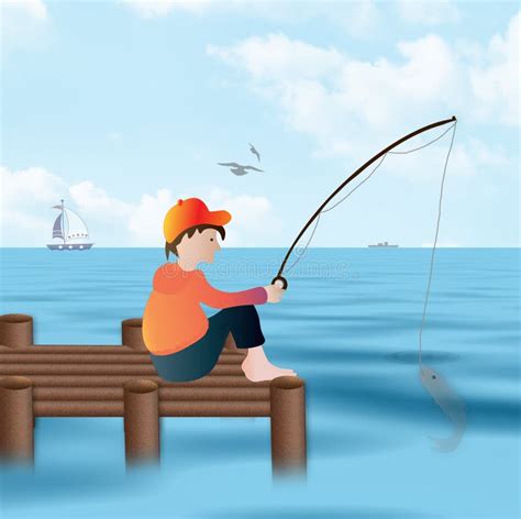 Boy Fishing Boat Stock Illustrations 757 Boy Fishing Boat Stock