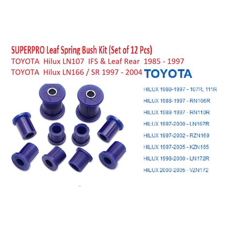 Superpro Rear Leaf Spring Bush Kit K For Toyota Hilux Ln Ln