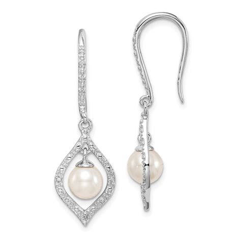 Auriga Fine Jewelry 925 Sterling Silver Rh Plated Diamond And FWC Pearl