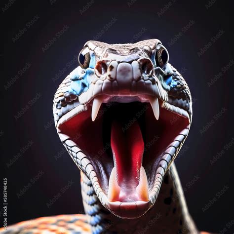 Close-up of a snake opening its mouth wide, front view, made with ...