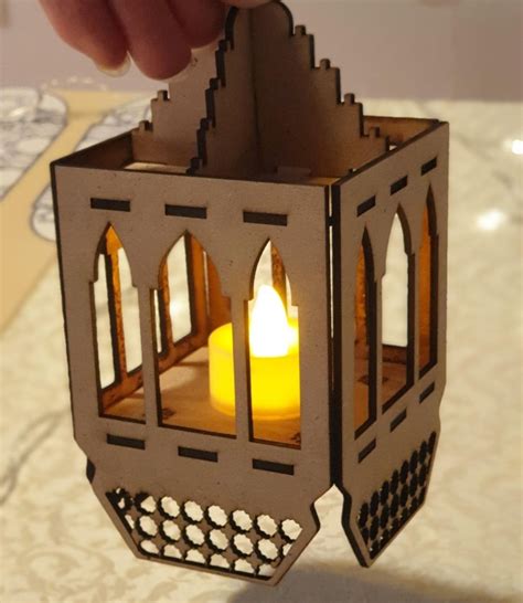 Laser Cut Ramadan Decorative Wooden Lantern PDF File ARABIC CNC