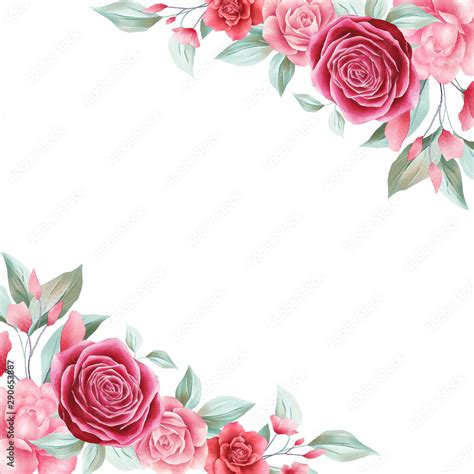 Watercolor flowers border for wedding or greeting card composition ...