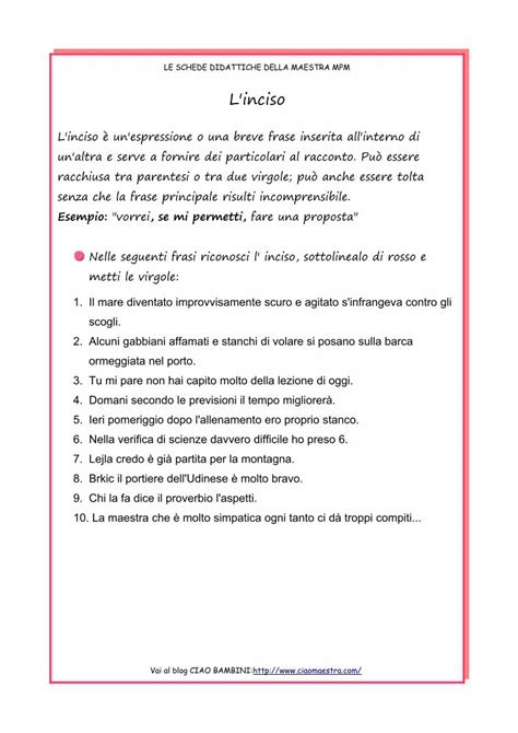 Pdf L Inciso Le Schede Didattiche Della Maestra Mpm L Inciso L