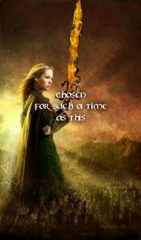 Woman Warrior With Flaming Sword Prophetic Art With Quote Chosen For Such A Time As This