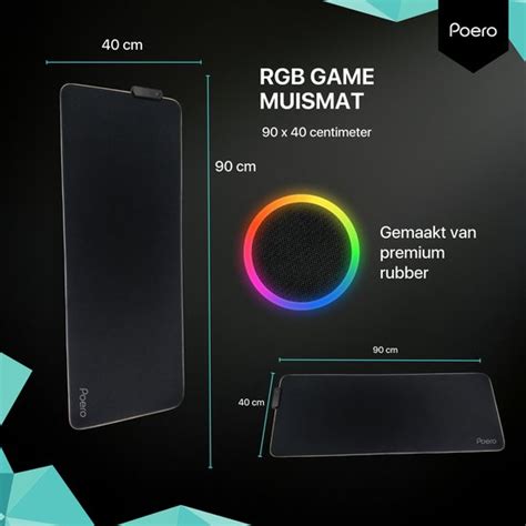 Poero Rgb Muismat Xxl Muismat Gaming Pro Muismat Met Led