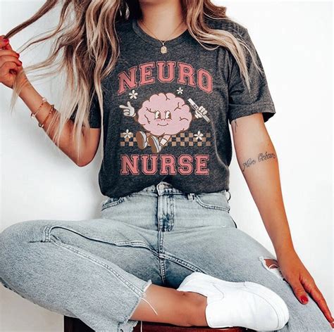 Retro Neuro Nurse T Shirt Peds Neurology Shirt Cute Brain T Shirt