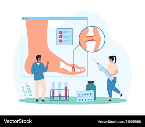 Diagnose und Behandlung von Gicht entzündlichen Vektor Bild
