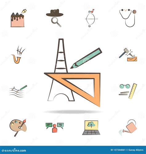 Architect Tools Icon Detailed Set Of Tools Of Various Profession Icons