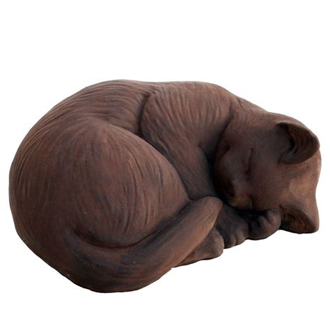 Cast Stone Small Curled Cat Garden Statue Dark Walnut Gnccrls Dw The Home Depot