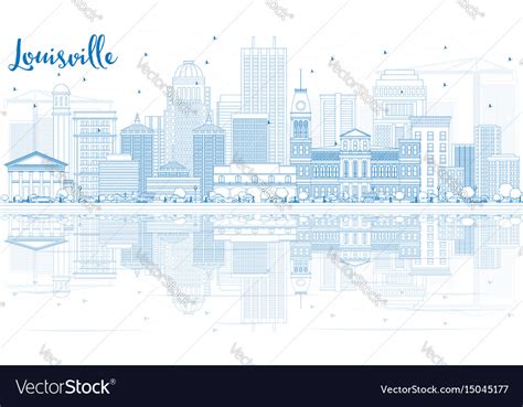 Outline louisville skyline with blue buildings Vector Image