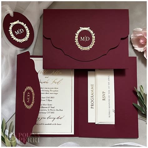 Cecile Burgundy Gold Wedding Invitations Polina Perri New York