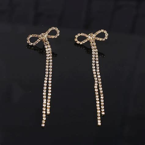 New Luxury Rhinestone Crystal Long Tassel Earrings For Women Party