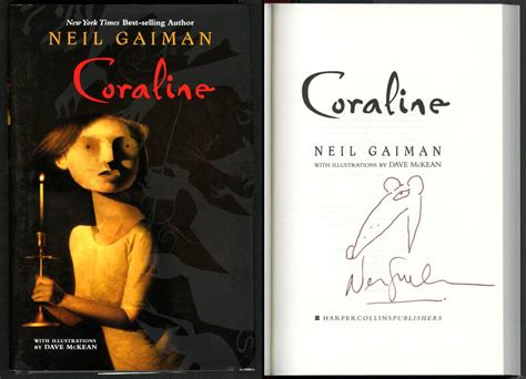 Neil Gaiman Signed Coraline Hc 1st Ed 1st Pr Sketch Marbles Psa Dna Autographed 9780380977789