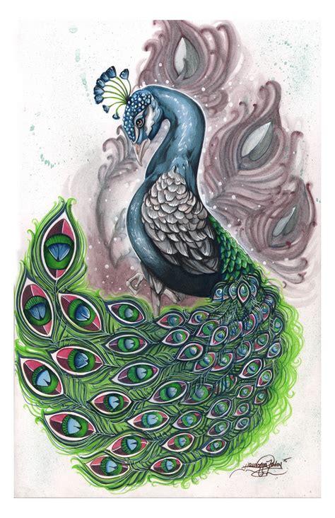 Nature Art Peacock Colored Pencil Print Peacock Art Pencil Drawing