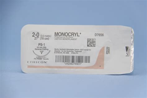 Ethicon Suture D7656 2 0 Monocryl Undyed 27 Ps 1 Cutting Esutures