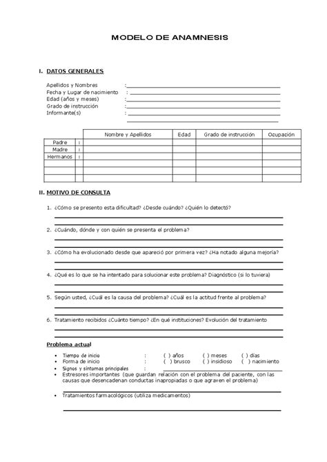 1 Anamnesis niños MODELO DE ANAMNESIS I DATOS GENERALES Apellidos y