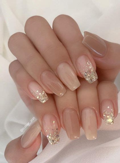 Nude Nails With Glitter Nail Design Glitter Wedding Nails Glitter