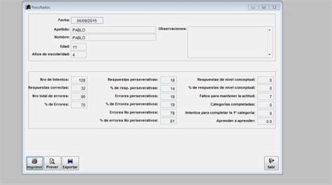 Test De Clasificación De Cartas De Wisconsin Wcst Software Psicotest