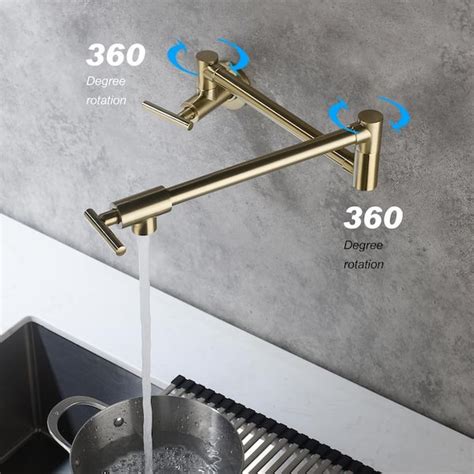 Staykiwi Wall Mounted Pot Filler Faucet With 2 Handle In Bright Gold Skubkf01 Gd The Home Depot