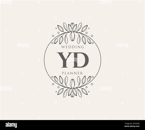 Yd Initials Letter Wedding Monogram Logos Collection Hand Drawn Modern