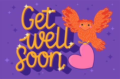 Free Vector Get Well Soon Message With Cute Character Illustrated