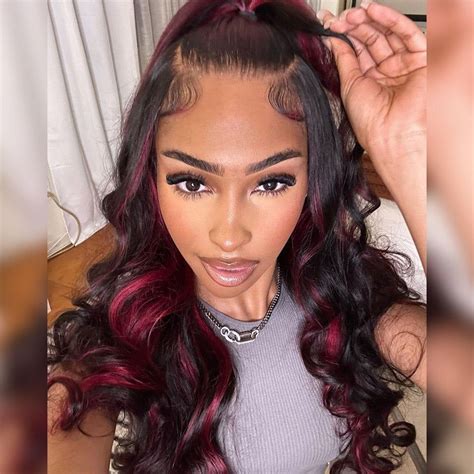 Highlight Burgundy Body Wave X Full Frontal Glueless Hd Lace Wigs In