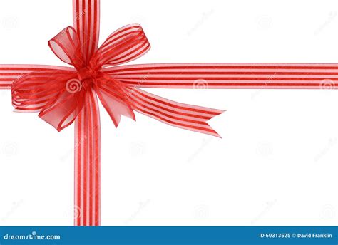 Red Striped Gift Ribbon Bow Isolated On White Background Stock Image