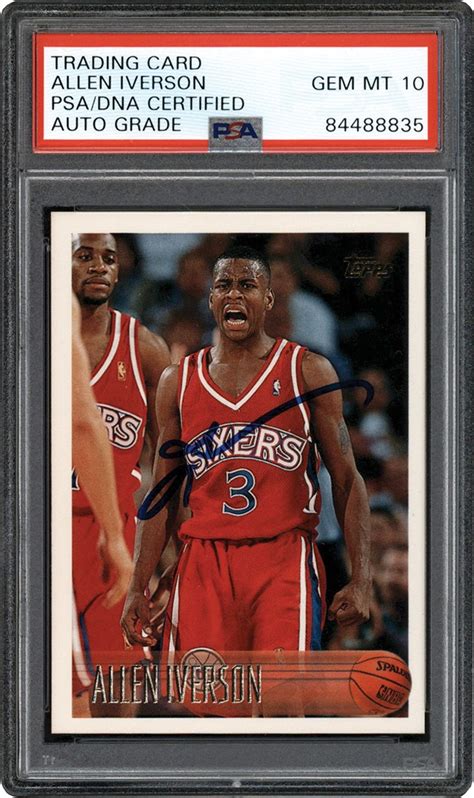 996 1997 Topps Basketball 171 Allen Iverson Rookie Signed Card PSA