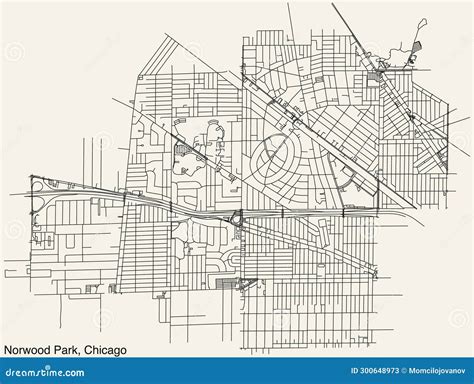 Street Roads Map of the NORWOOD PARK COMMUNITY AREA, CHICAGO Stock ...