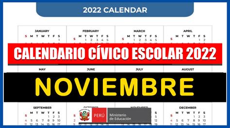 CALENDARIO CÍVICO ESCOLAR 2022 del mes de NOVIEMBRE Conócelo aquí