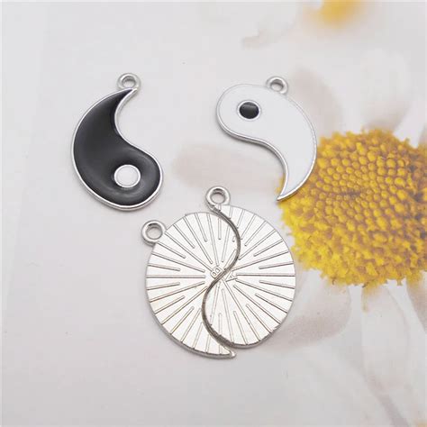 Sets Enamel Couple Tai Chi Charms Zinc Alloy Separable Yin Yang Fish