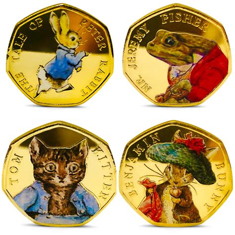 Buy Beatrix Potter 50p Coins Full Set X 4 Uncirculated 2017 24ct Gold