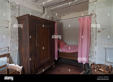 Sleeping chamber in a poorhouse after 1860, Franconian Open Air Museum Bad Windsheim, Middle ...