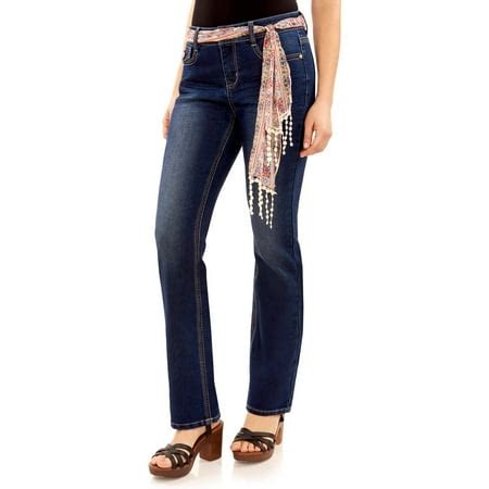 Faded Glory Women's Belted Bootcut Jeans - Walmart.com