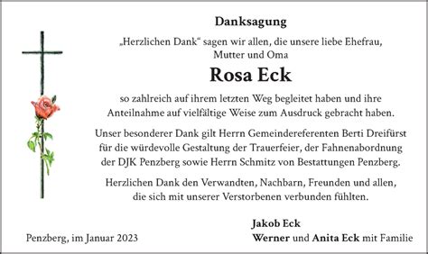 Traueranzeigen Von Rosa Eck Trauer Merkur De