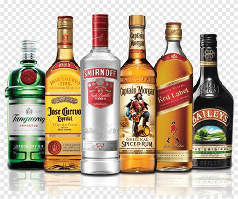 Assorted Brand Liquor Bottles Illustration Whiskey Budweiser Distilled