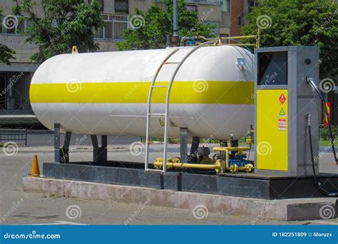 Lpg Gas Tank Car Gas Station Stock Image Image Of Automobile Fuel