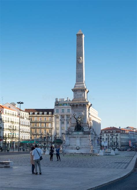 Monument To the Restorers (Portuguese: Monumento Aos Restauradores) at Restauradores Square in ...