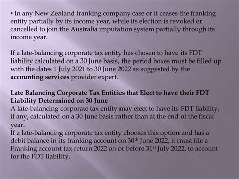 Ppt Franking Account Tax Return And Instructions Powerpoint