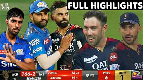 Royal Challengers Bangalore Vs Mumbai Indians Full Highlights Rcb Vs