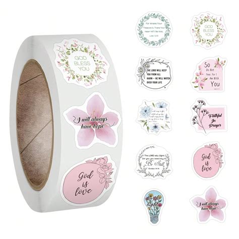 Pcs Inspired Christian Stickers Roll Bible Verse Stickers Blossoms