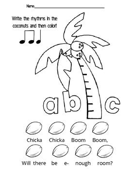 Chicka Chicka Boom Boom Worksheets