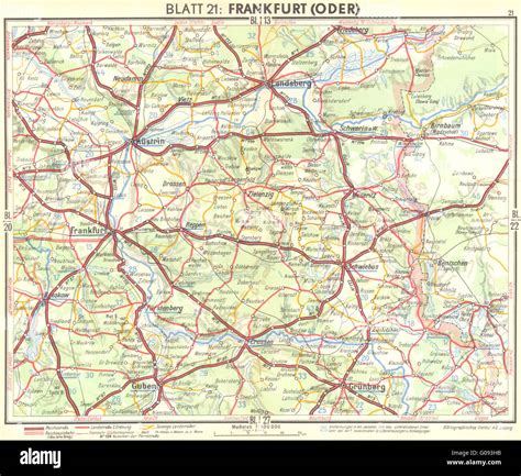 Germany Frankfurtoder 1936 Vintage Map Stock Photo Alamy