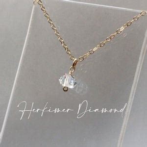 Solitaire Herkimer Diamond Necklace Gold Small Dainty Minimalist