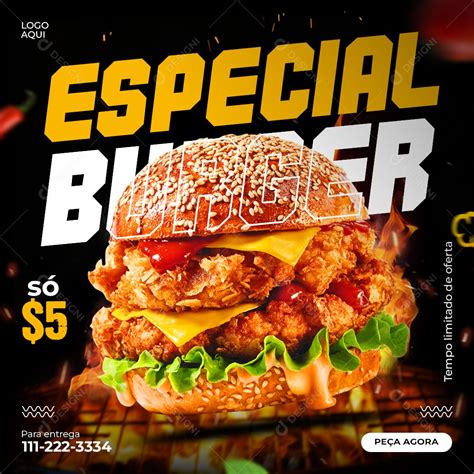 Especial Burger Hamburgueria Social Media PSD Editável download Designi