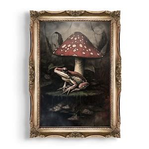 Toadstool Frog Dark Cottagecore Wall Art Mushroom Decor Etsy