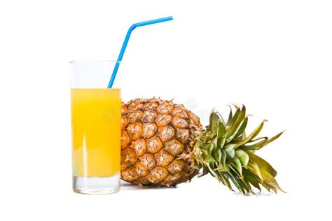 The Glass of Juice and Ripe Pineapple Stock Photo - Image of full ...